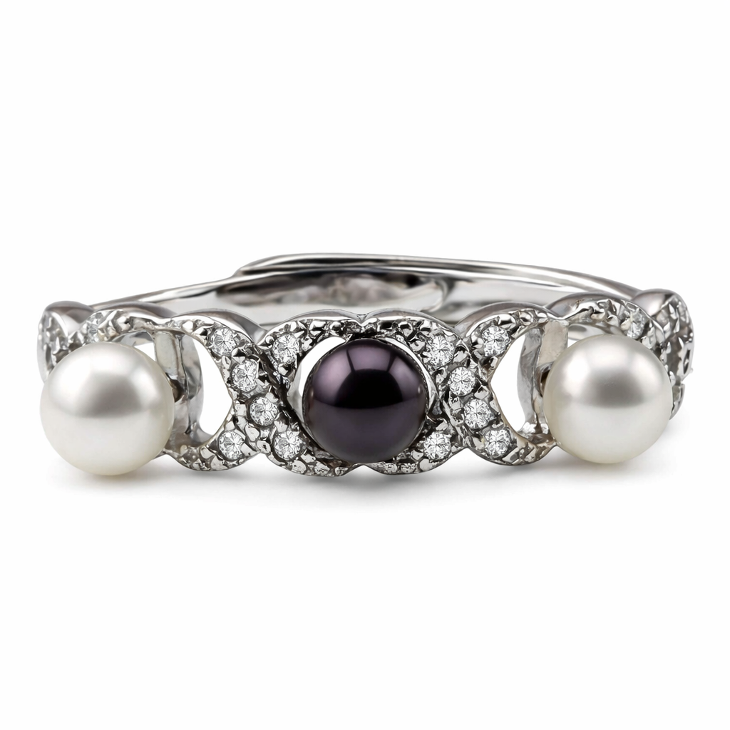 Montura Anillo Ajustable Plata .925 Corazón Goteo Clip Perla