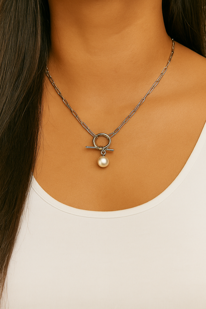 Sterling Silver Toggle Necklace w/Edison