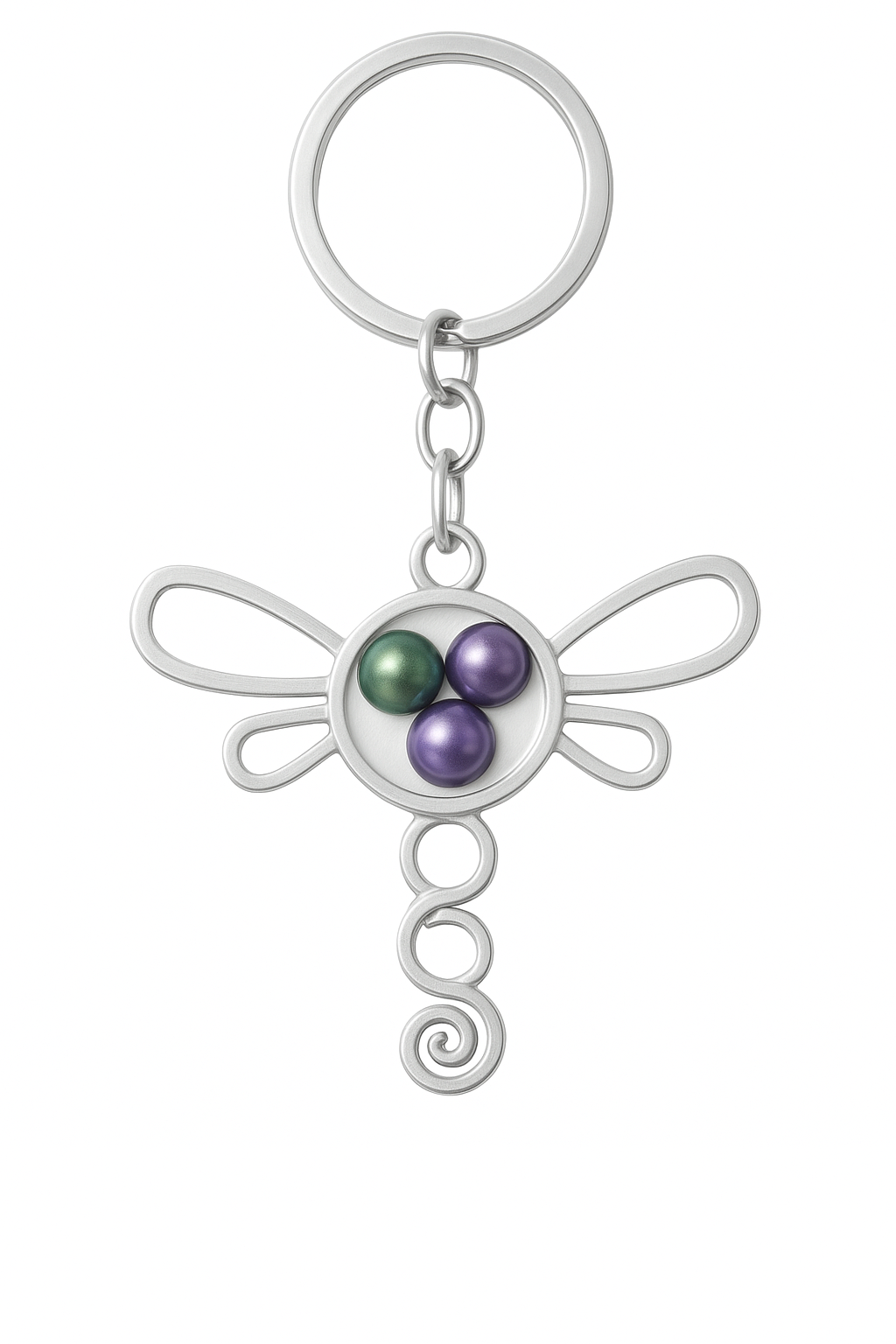 Glass Locket Dragonfly Key Chain or Pendant Twist off - Stainless Steel
