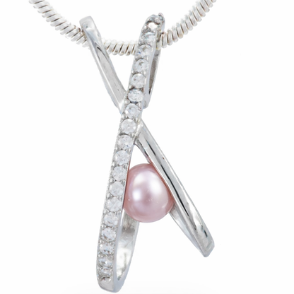 DIY Mount Pendant - 925 Sterling Silver X Rhinestone Floating Pearl