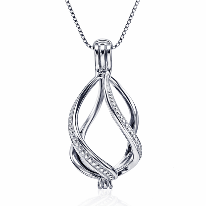 Cage Pendant 925 Sterling Silver - Large Teardrop Twist for Edisons 9-15mm