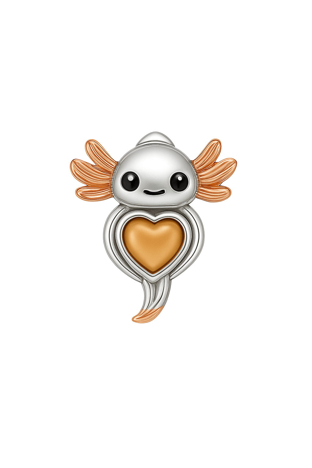 Cage Pendant - 925 Sterling Silver Axolotl Heart Hug Cage Pendant