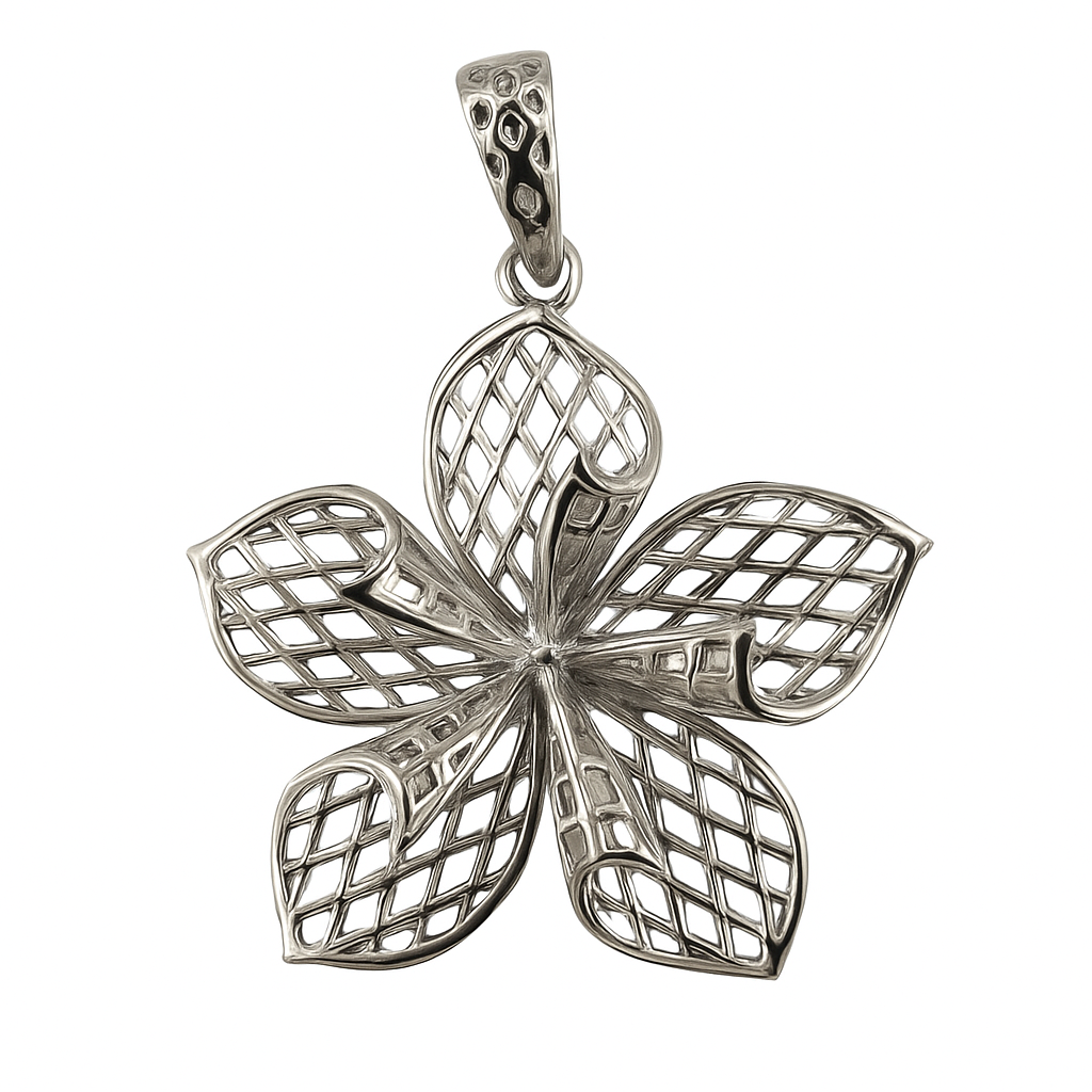DIY Mount Pendant - 925 Sterling Silver Lattice Bloom Flower