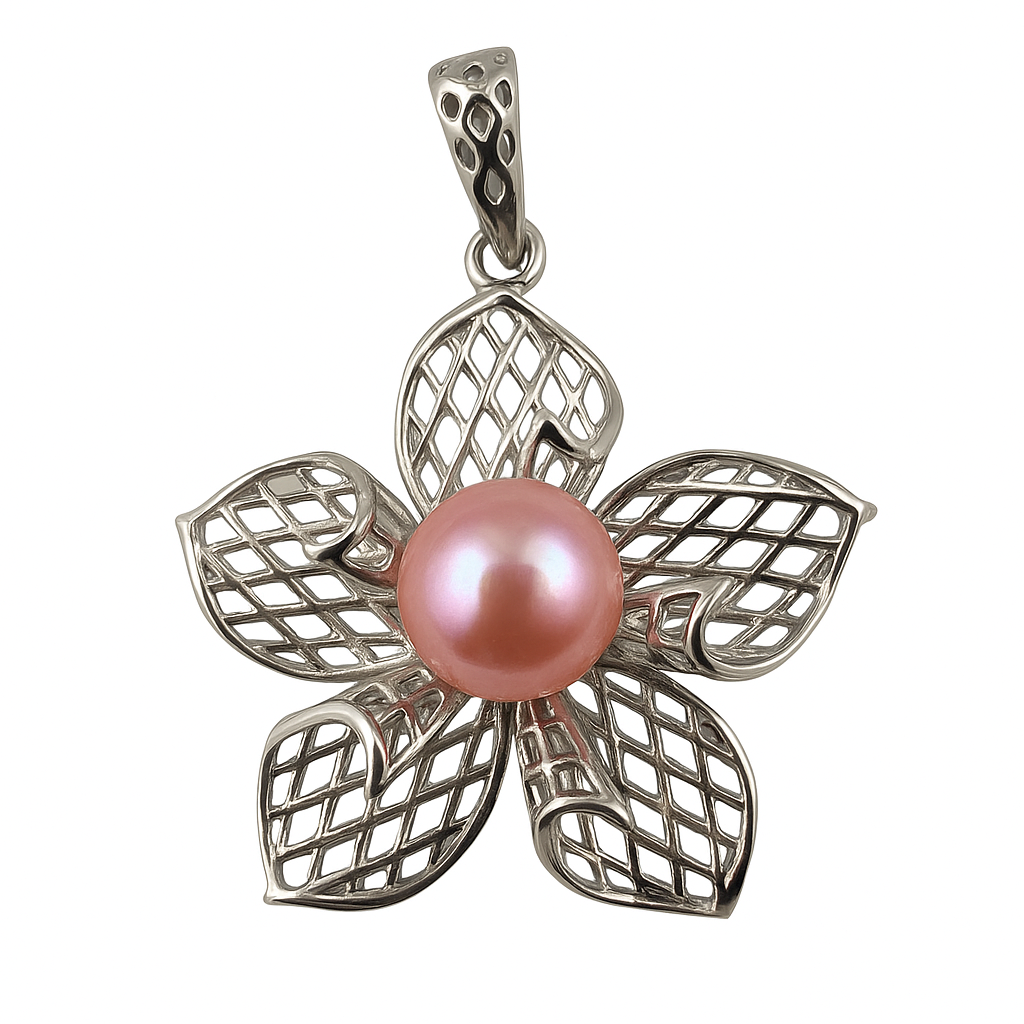 DIY Mount Pendant - 925 Sterling Silver Lattice Bloom Flower