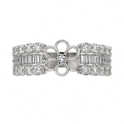 DIY Mount Adjustable Ring - 925 Sterling Silver Luxe Flora Baguette Adjutable ring