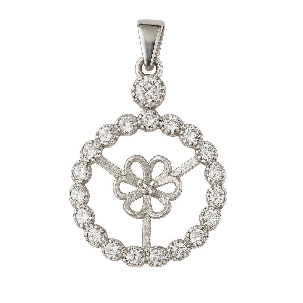 DIY Mount Pendant - 925 Sterling Silver Rhinestone Round Halo (fits Edisons)