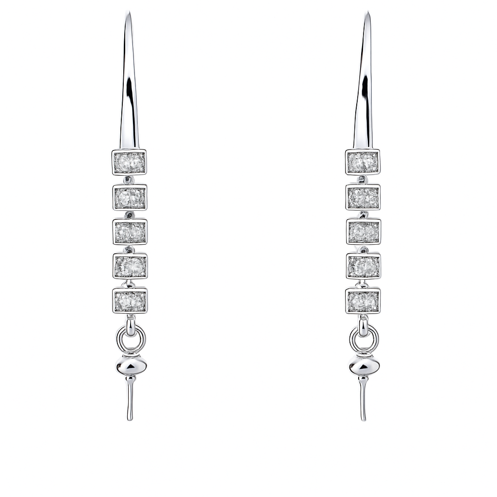 DIY Mount Earrings - 925 Sterling Silver Linear Cz