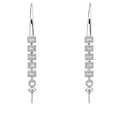 DIY Mount Earrings - 925 Sterling Silver Linear Cz