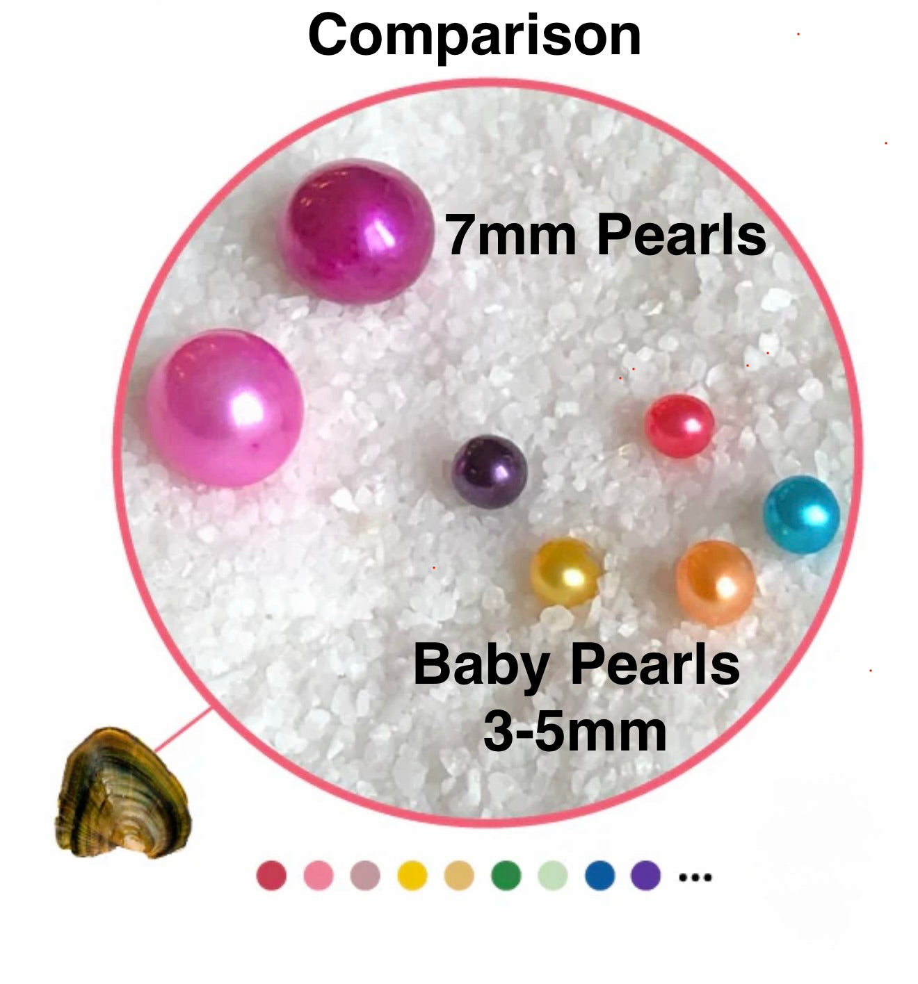 Baby Pearls 3-5mm+- in Freshwater Oyster
