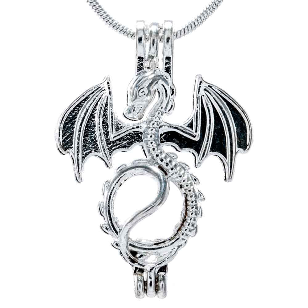 Cage Pendant Silver Plated - Dragon