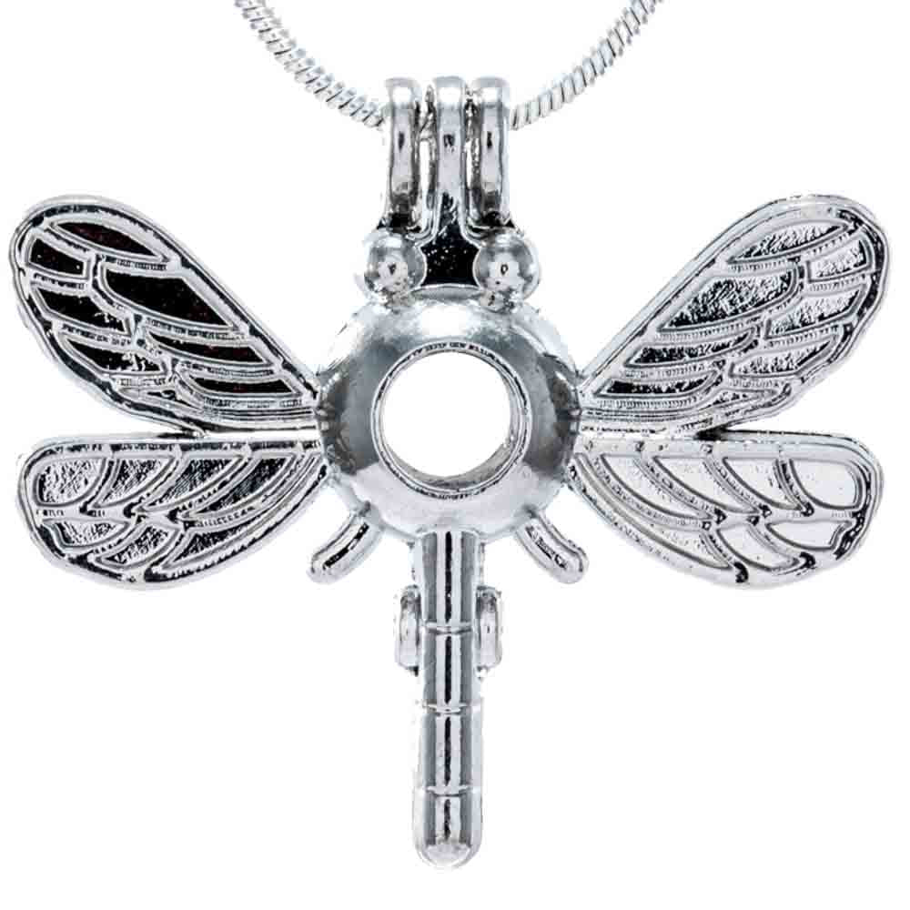 Cage Pendant Silver Plated - Dragonfly