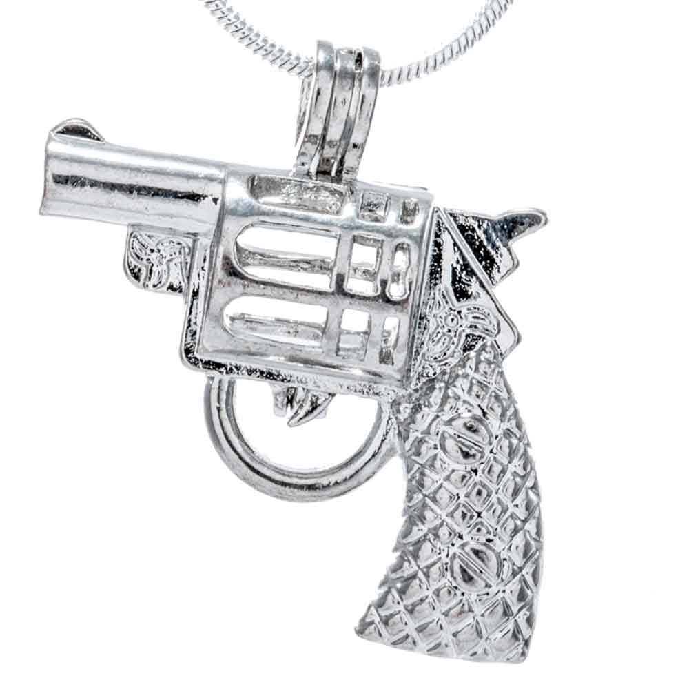 Cage Pendant Silver Plated - Large Gun