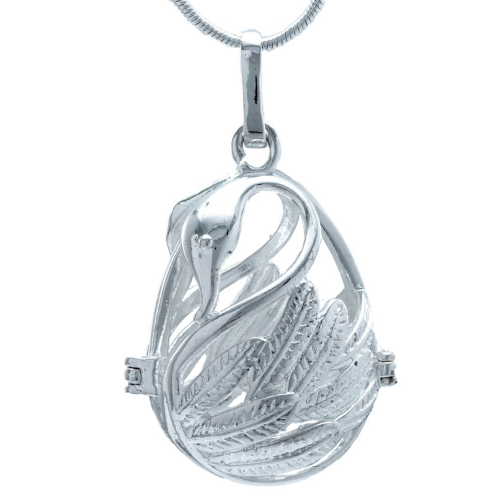 Cage Pendant Silver Plated - Swan (Holds up to 12 Pearls)