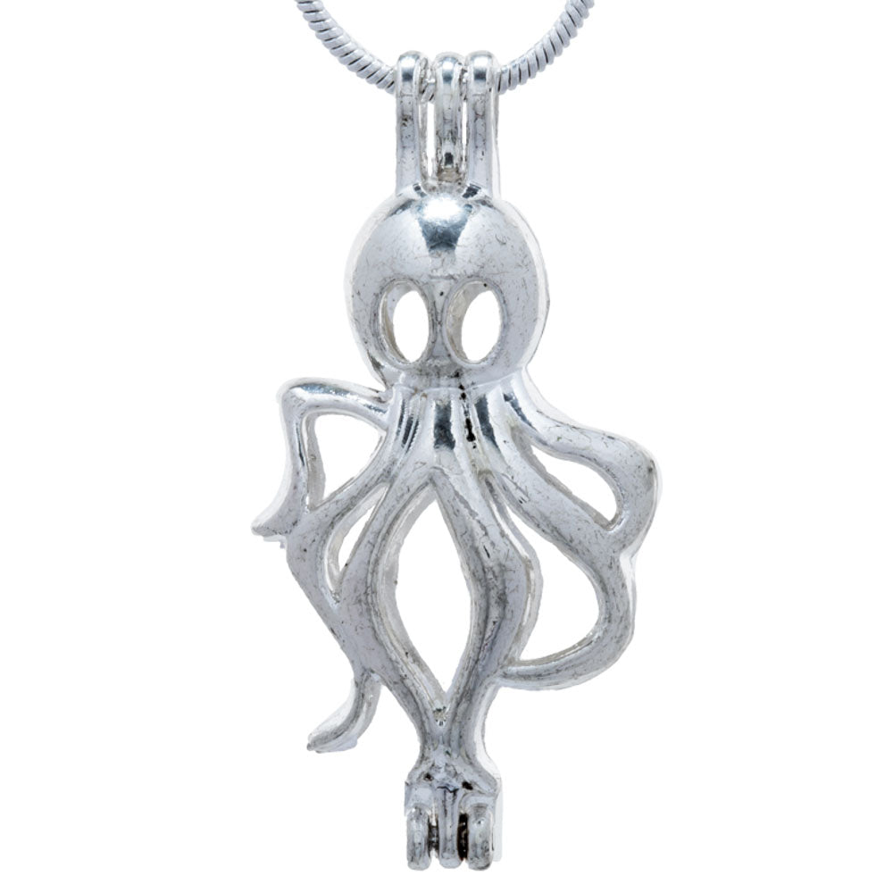 Cage Pendant Silver Plated - Octopus
