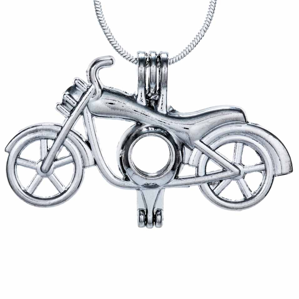 Cage Pendant Silver Plated - Motorcycle