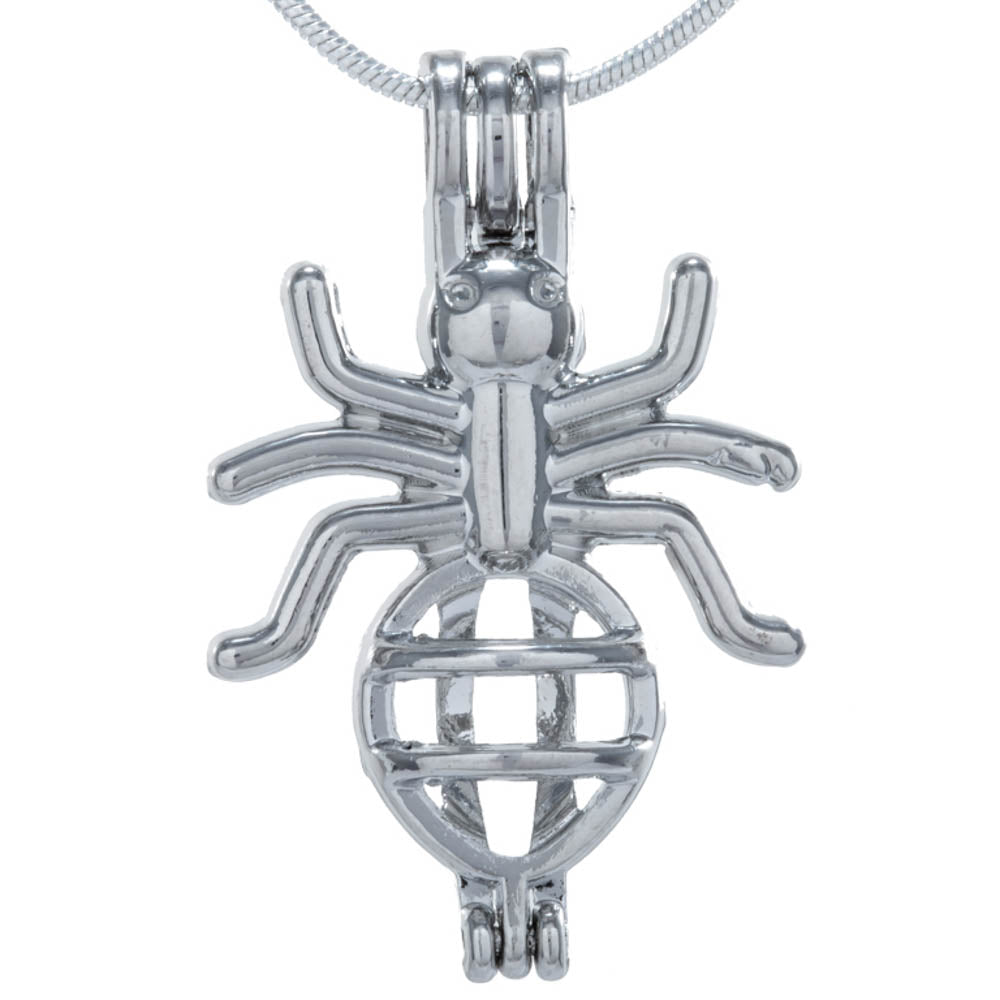 Cage Pendant Silver Plated - Spider 1”x 1 ¼”
