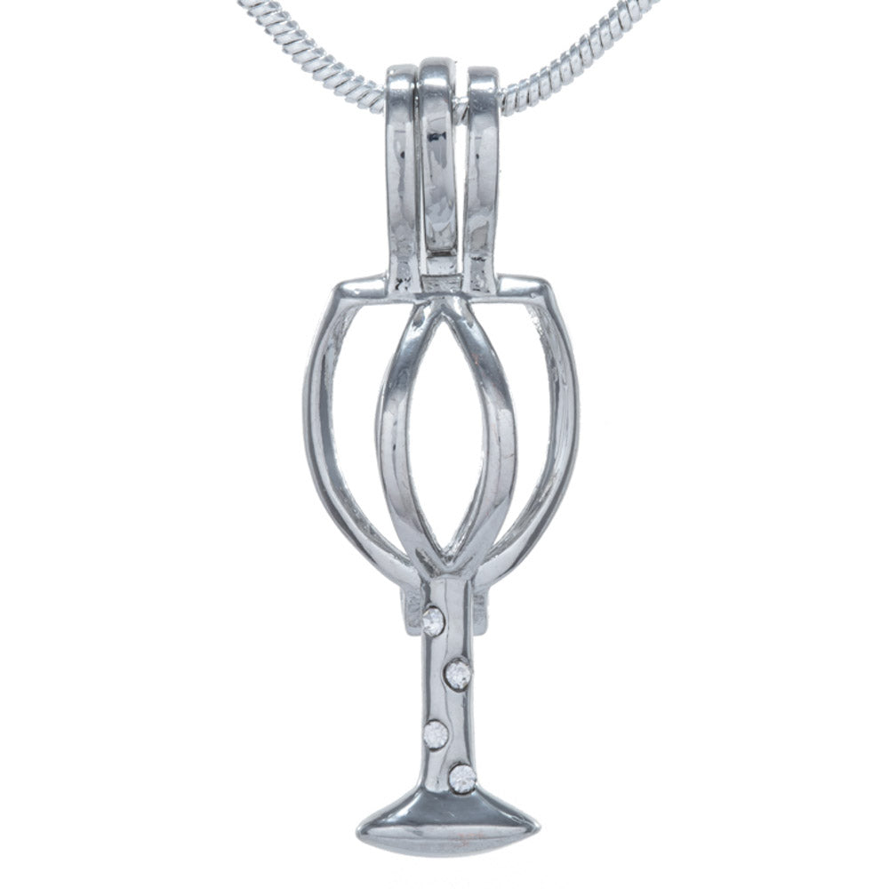 Cage Pendant Silver Plated - Wine Glass
