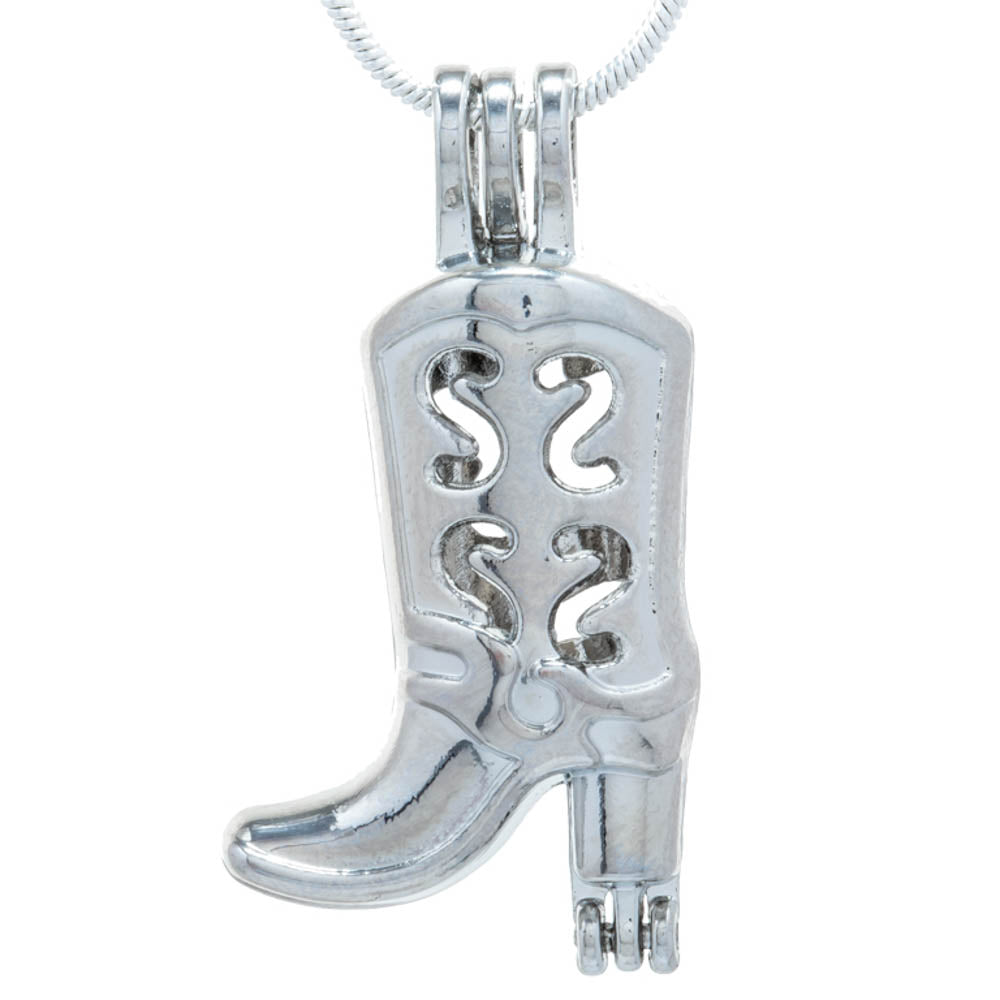 Cage Pendant Silver Plated - Cowgirl Cowboy Boot