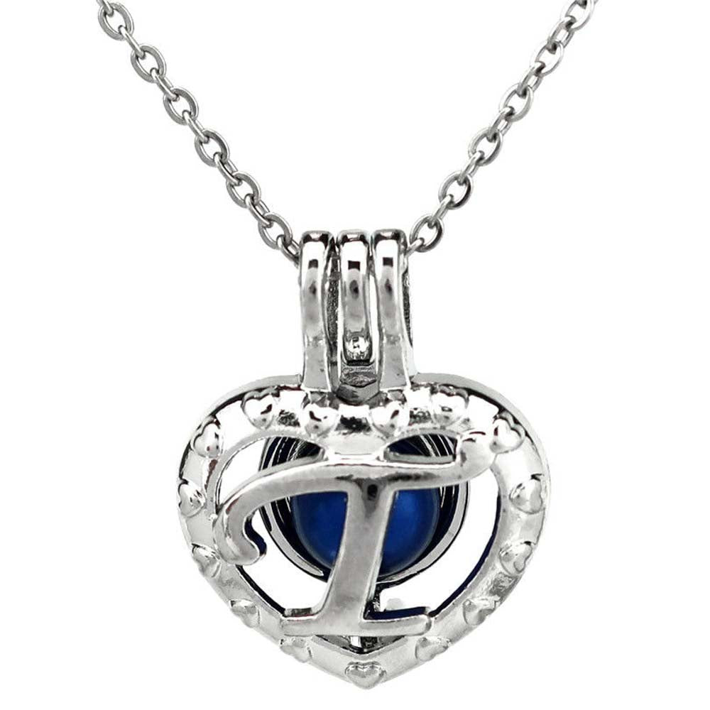 Cage Pendant Silver Plated - Letter T