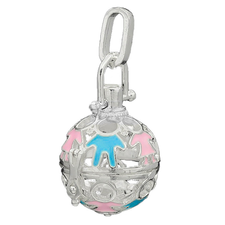 Cage Pendant Silver Plated - Kids Boys and Girls Hands Around the World