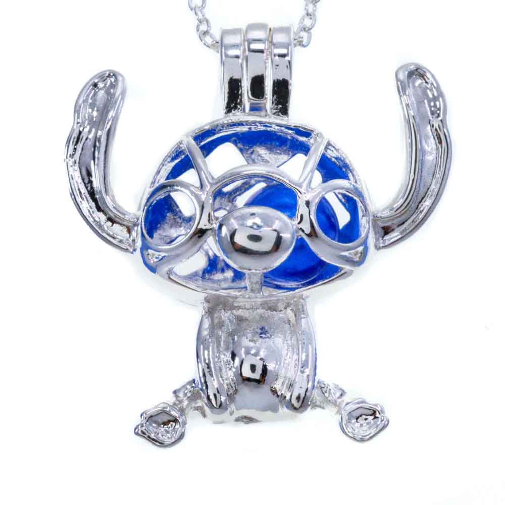 Cage Pendant Silver Plated - Cute Alien with Chain