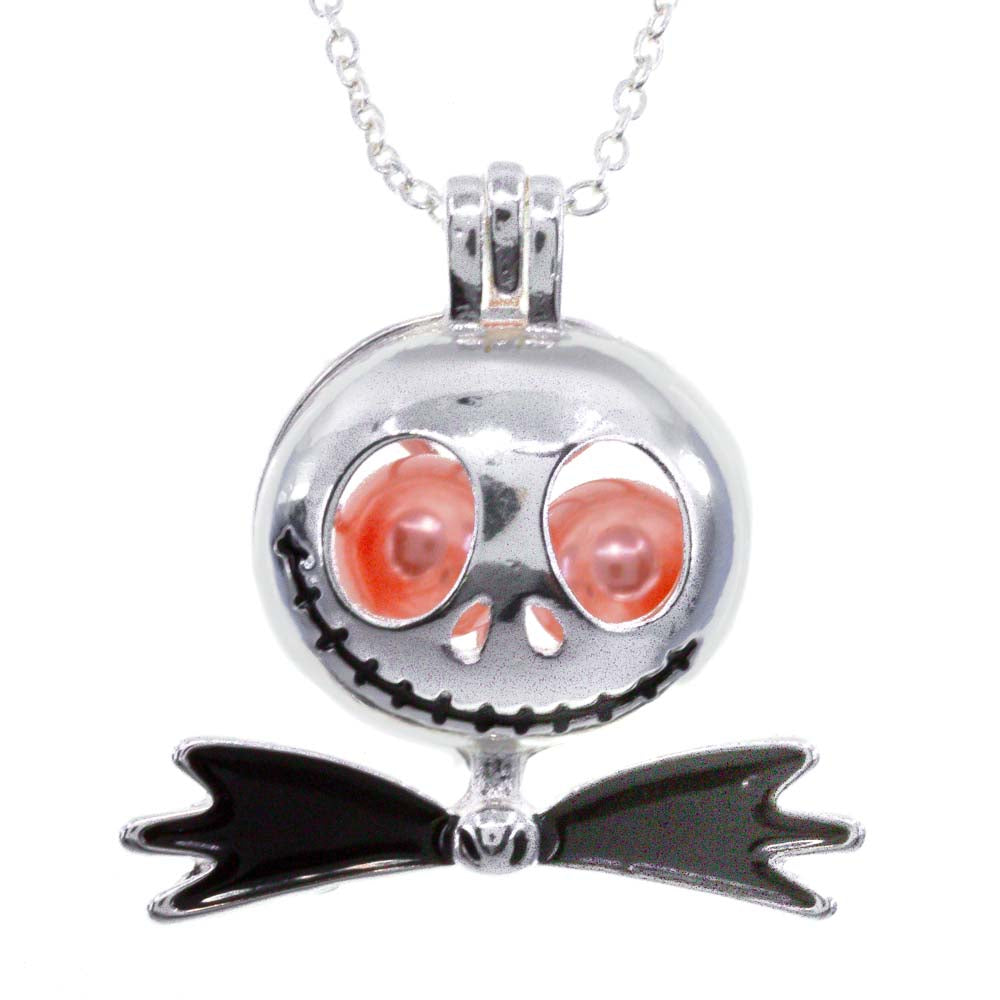 Cage Pendant Silver Plated - Nightmare Before Christmas Jack Skellington Large King Face with Beads