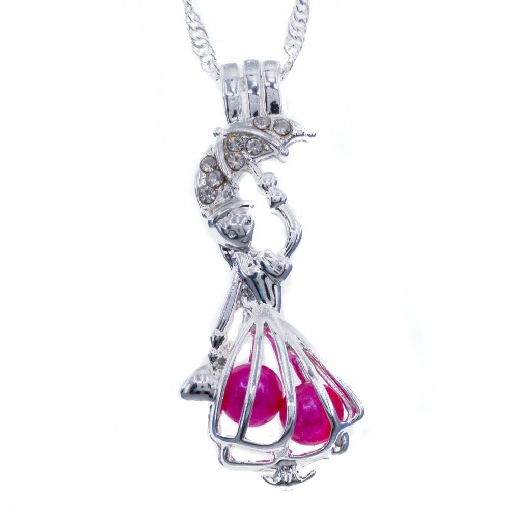 Cage Pendant Silver Plated - Flying Nanny with Chain
