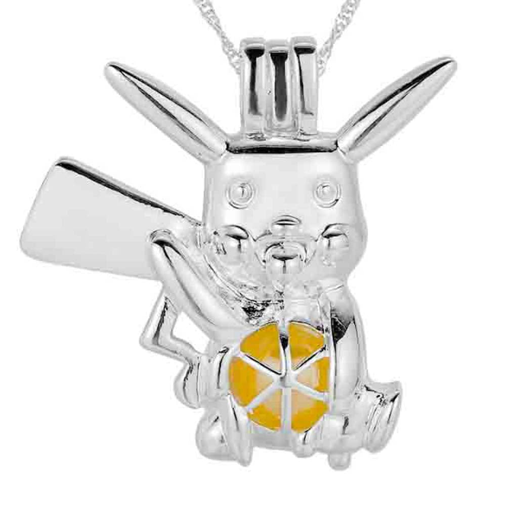 Cage Pendant Silver Plated - Pikachu Pokemon 1.5”