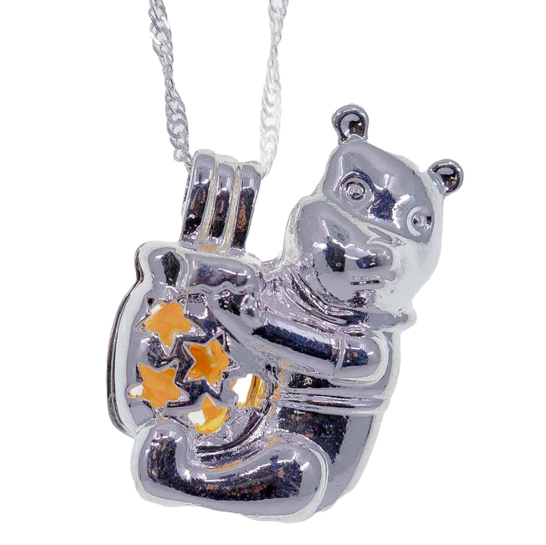 Cage Pendant Silver Plated - Bear with Honey Pot