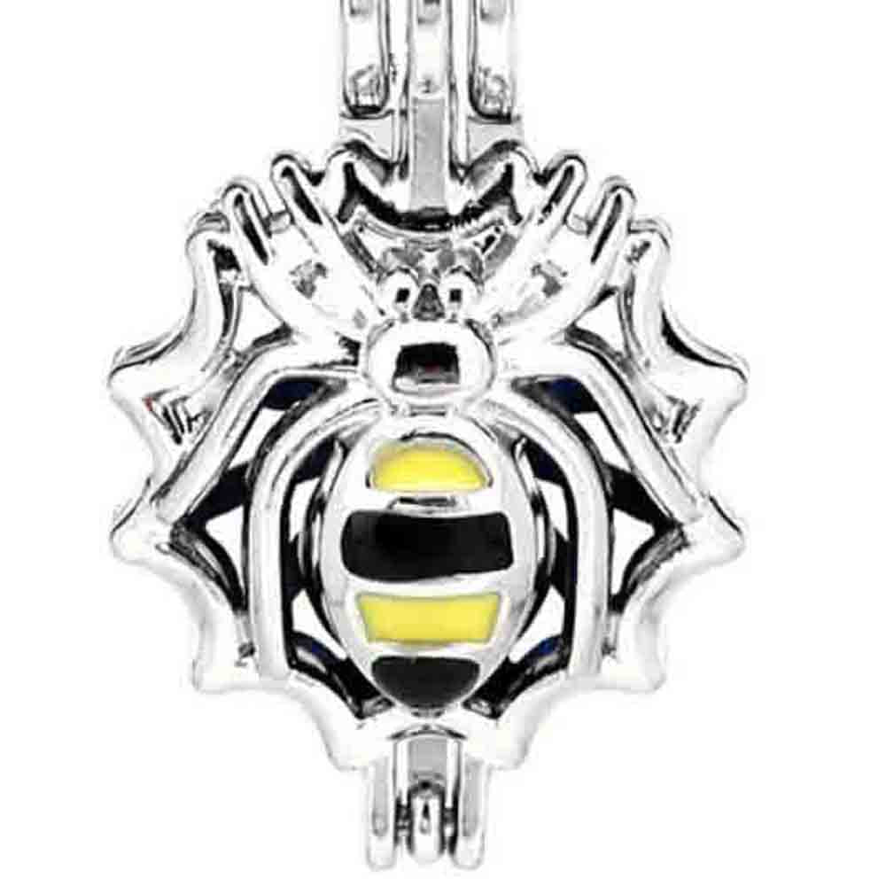 Cage Pendant Silver Plated - Gothic Spider Web 1.25&quot; x 3/4”