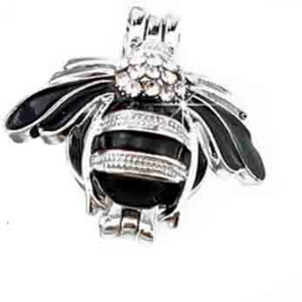 Cage Pendant Silver Plated - Bumble Bee 1&quot; x 3/4