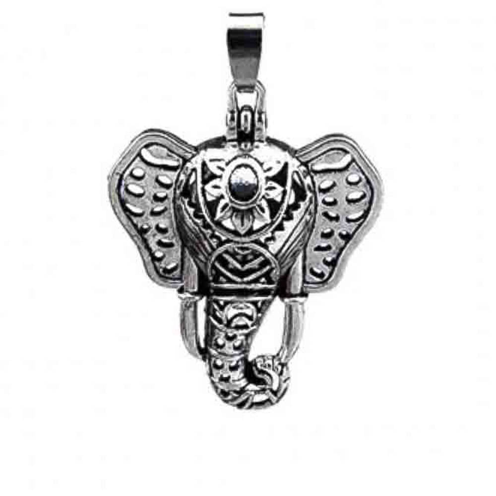 Cage Pendant Silver Plated - Magnetic Closure Elephant Tusk Flower 1-1/2&quot; x 1”
