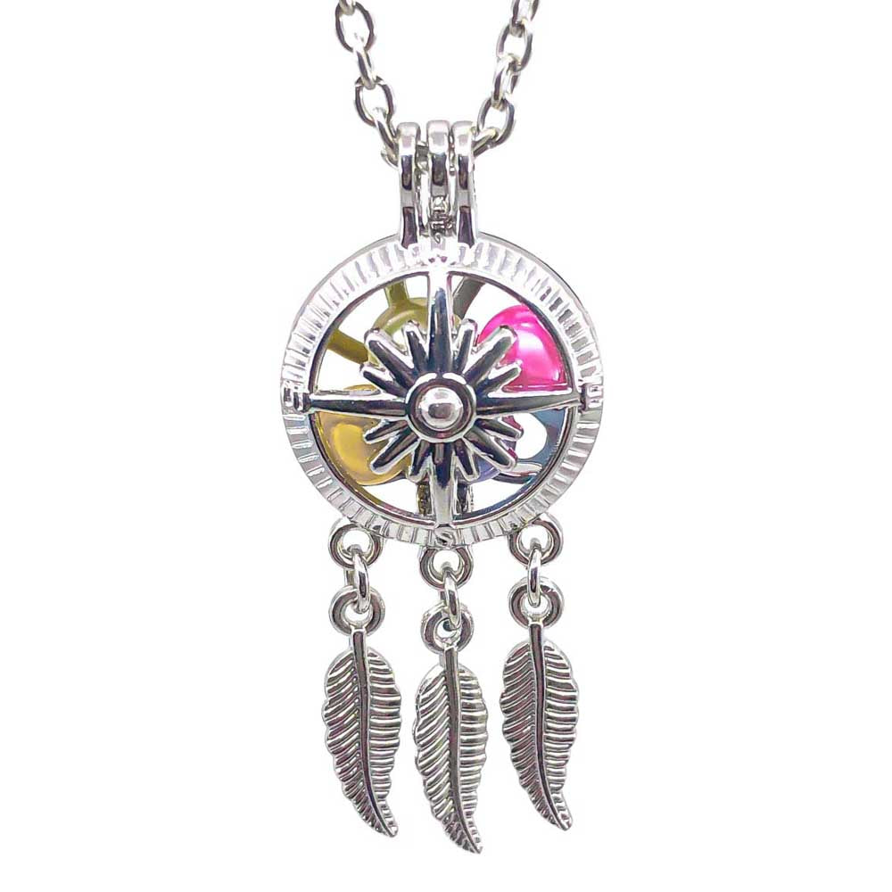 Cage Pendant Silver Plated - Dreamcatcher with Sun
