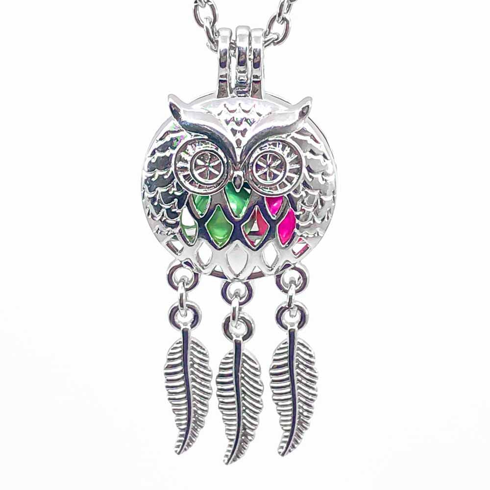 Cage Pendant Silver Plated - Owl Dreamcatcher