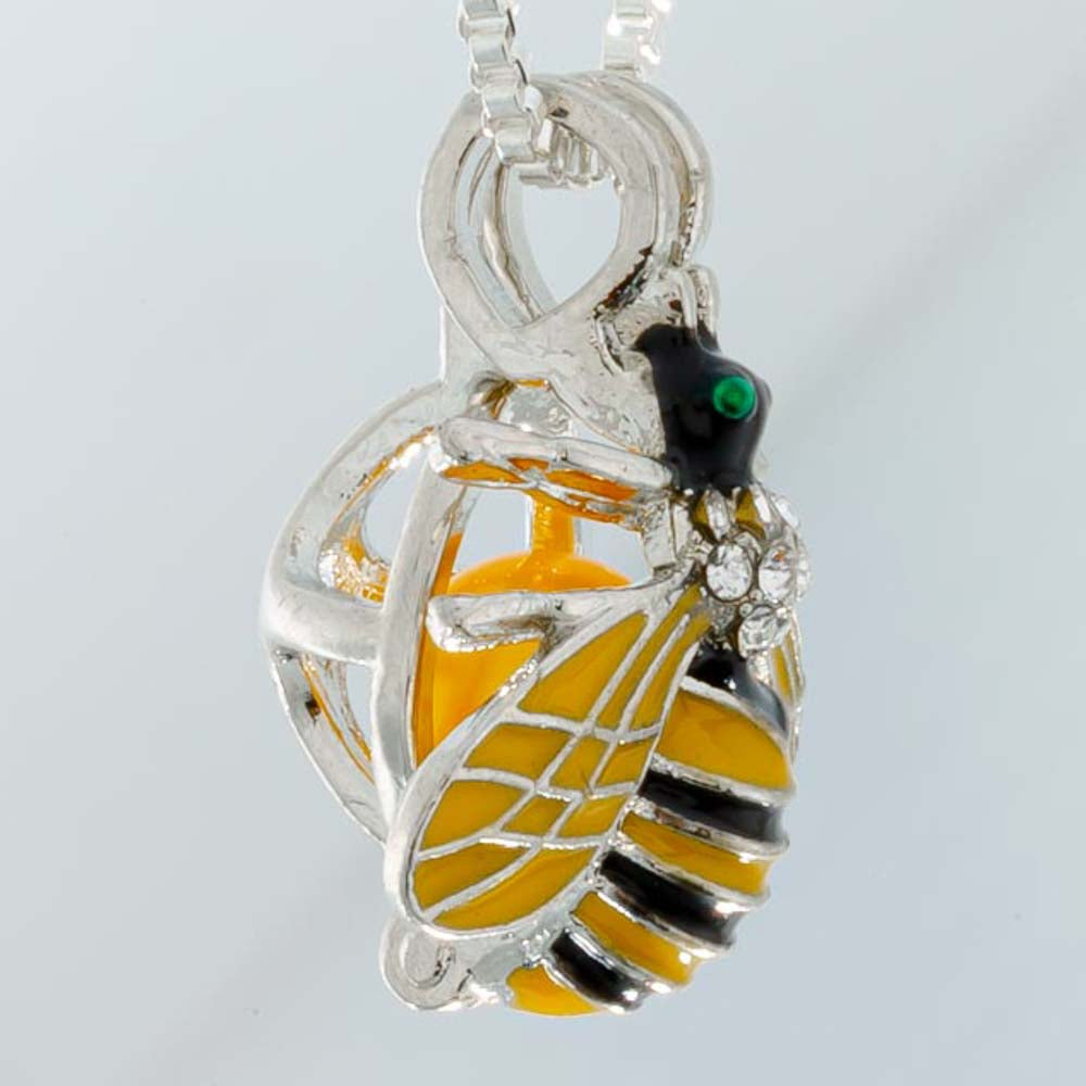 Cage Pendant Silver Plated - Bumble Bee