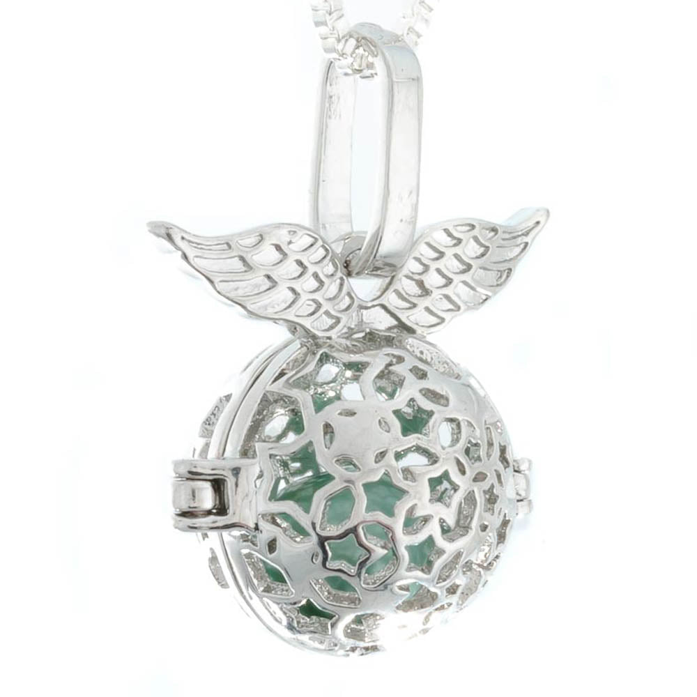 Cage Pendant Silver Plated - Ball Cage Angel Wing Stars