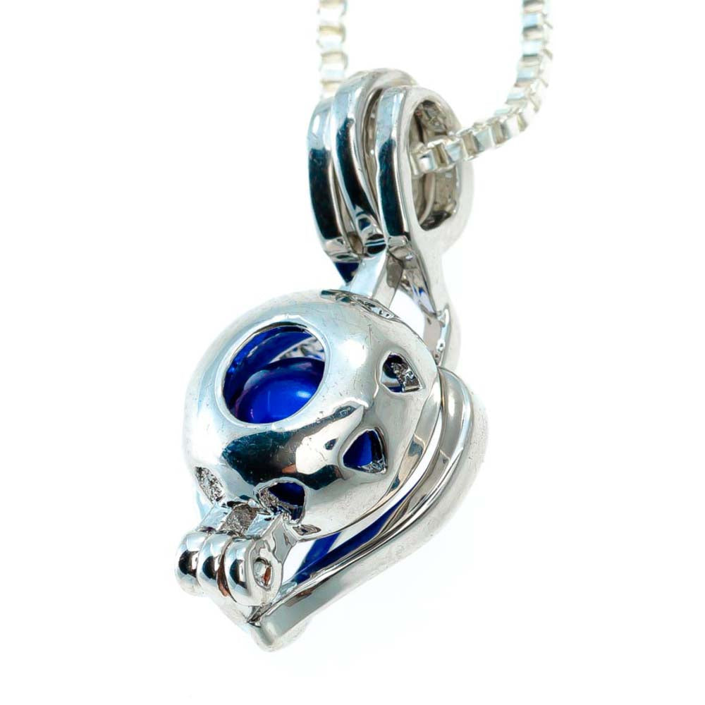 Cage Pendant Silver Plated - S Heart Blue Rhinestones