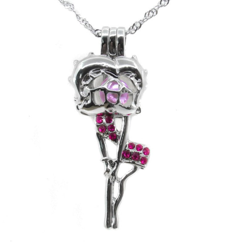 Cage Pendant Silver Plated - Betty Boop with Chain