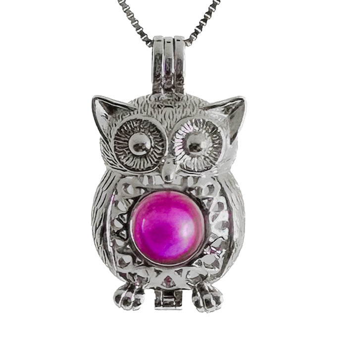 Cage Pendant 925 Sterling Silver - Owl Wide Eye