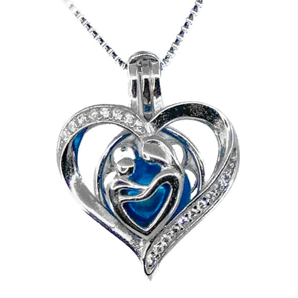 Cage Pendant 925 Sterling Silver - Mother Child Heart