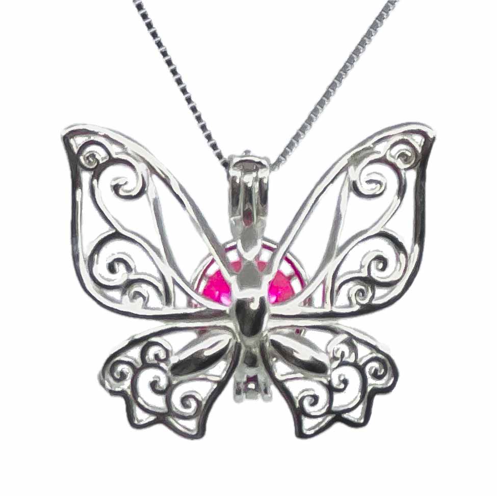 Cage Pendant 925 Sterling Silver - Butterfly Large