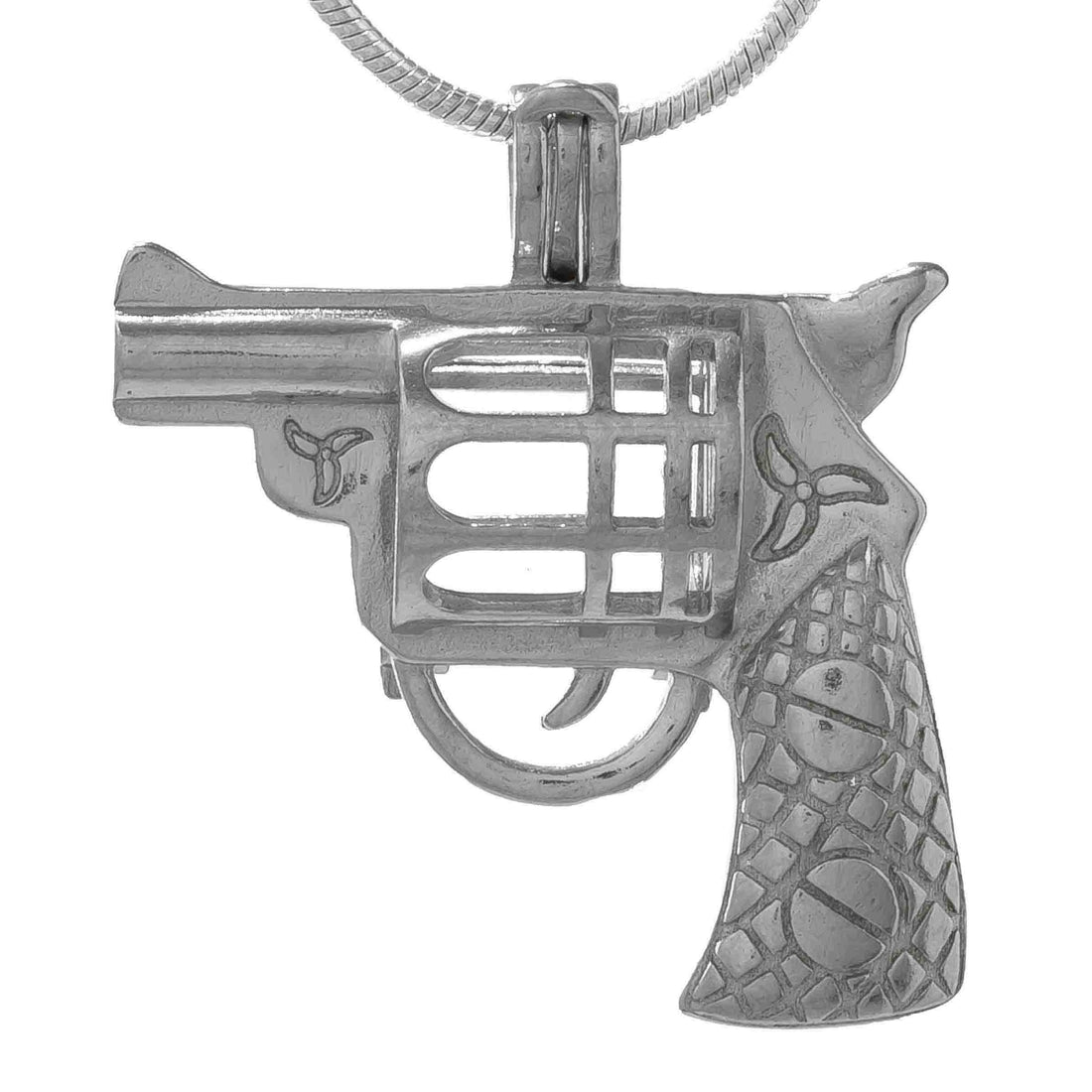 Cage Pendant 925 Sterling Silver - Gun Revolver