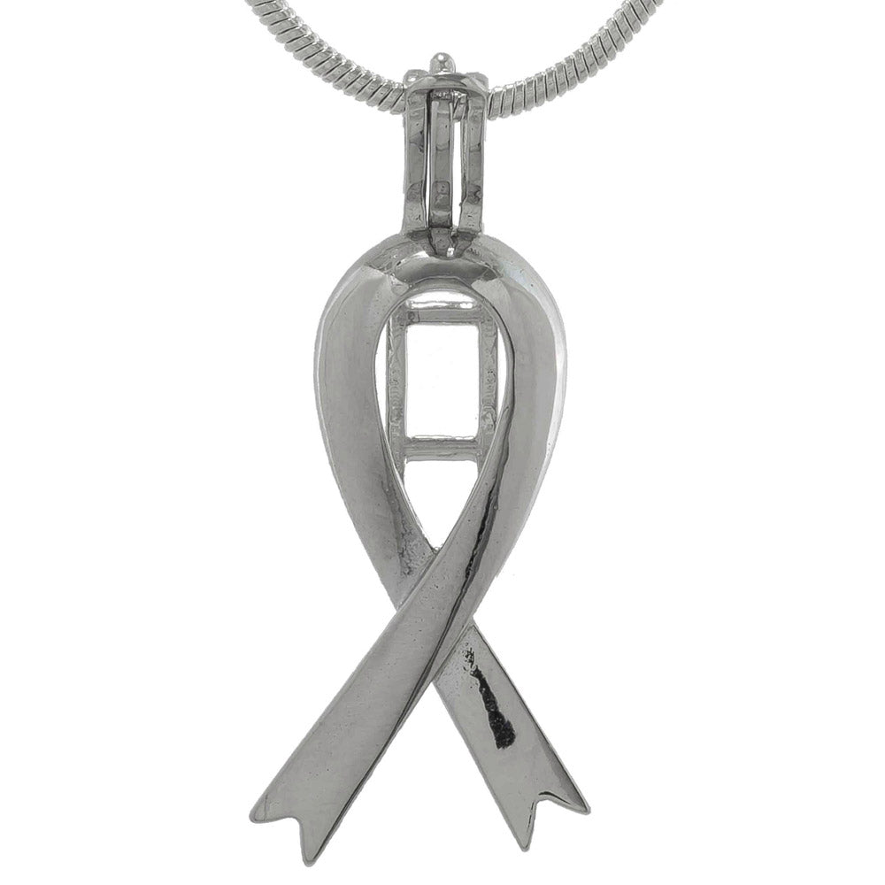 Cage Pendant 925 Sterling Silver - Awareness Ribbon