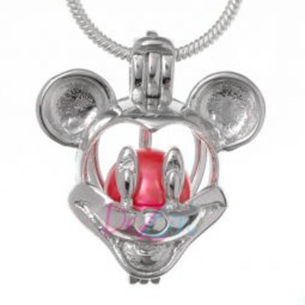 Cage Pendant 925 Sterling Silver - Mouse Ears With Smile