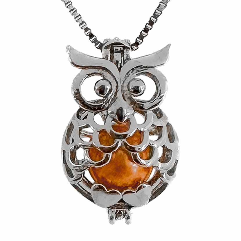 Cage Pendant 925 Sterling Silver - Owl Heart Feet