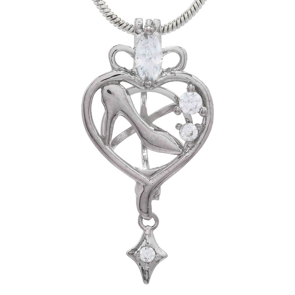 Cage Pendant 925 Sterling Silver - Princess Shoe Heart