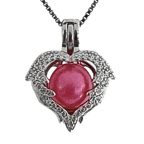 Cage Pendant 925 Sterling Silver - Heart Wings
