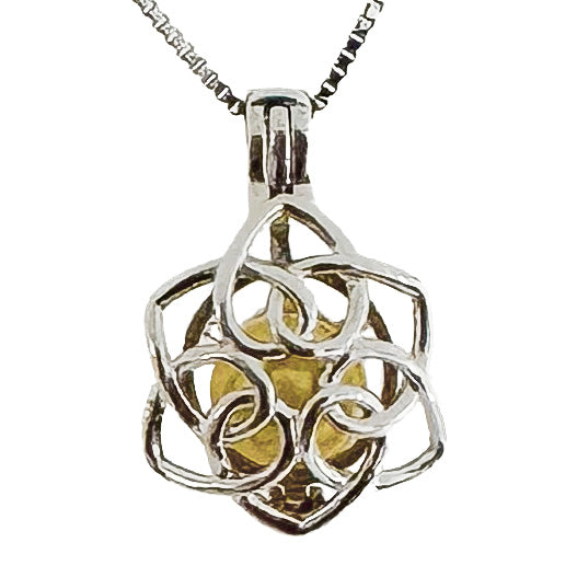 Cage Pendant 925 Sterling Silver - Intertwining Heart Flower