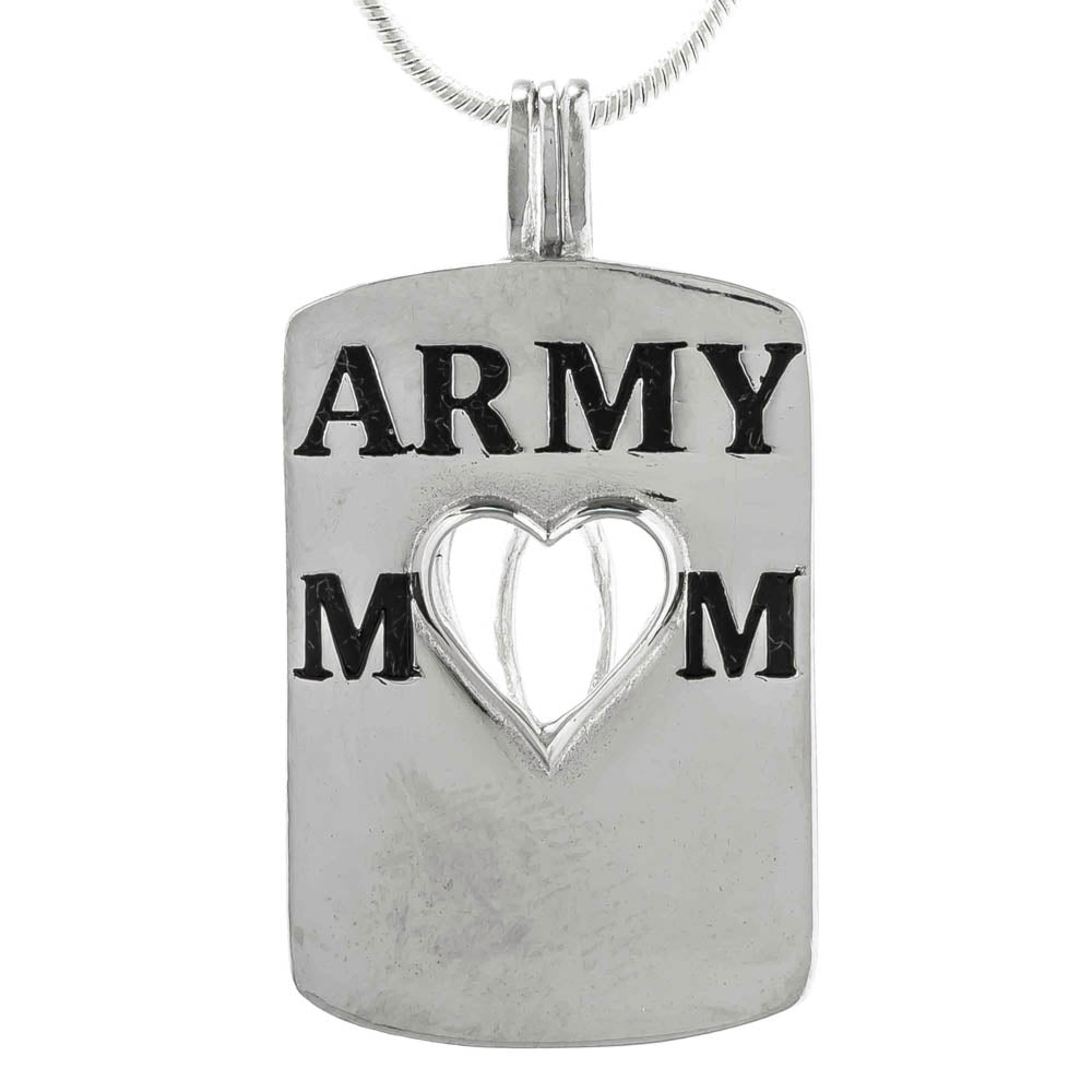 Cage Pendant 925 Sterling Silver - Army Mom Heart