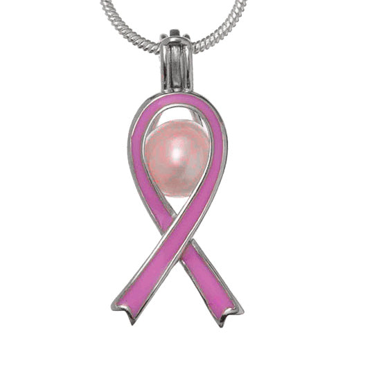 Cage Pendant 925 Sterling Silver - Breast Cancer Ribbon